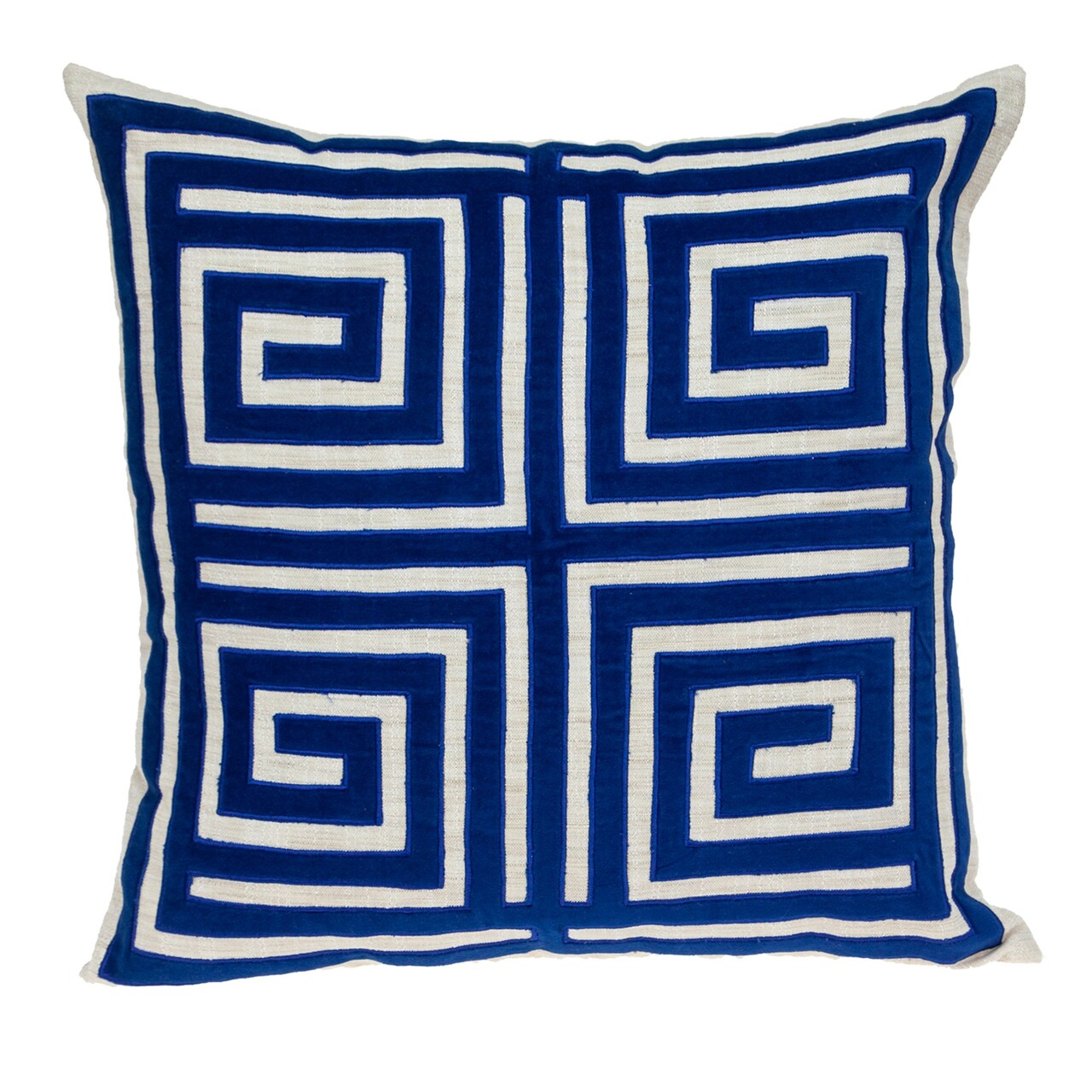 Nassau Collection Greek Key Square Cotton Throw Pillow - 22" - Blue and White